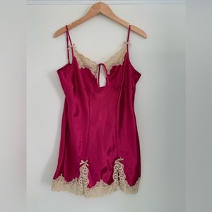 Romantic pink chemise with antique lace size M